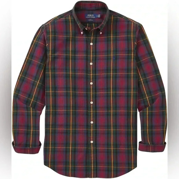 Ralph Lauren Blake 100% Cotton Tartan Plaid Button-Down Shirt Men's Size L - Picture 1 of 7